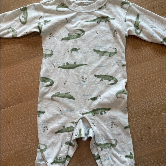 Carter's Gray and Green Alligator Print Footie - Picture 1 of 4
